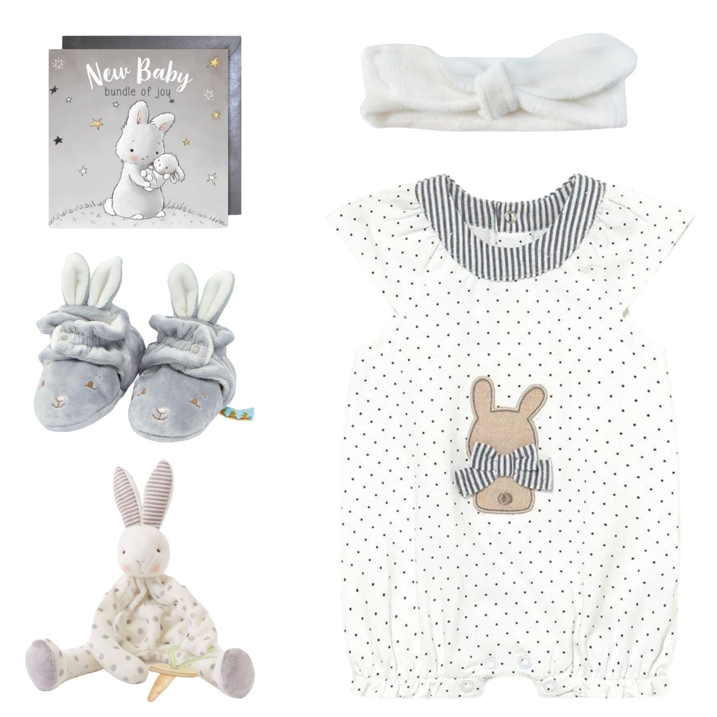 Dotty Bunny Applique Romper Gift Set