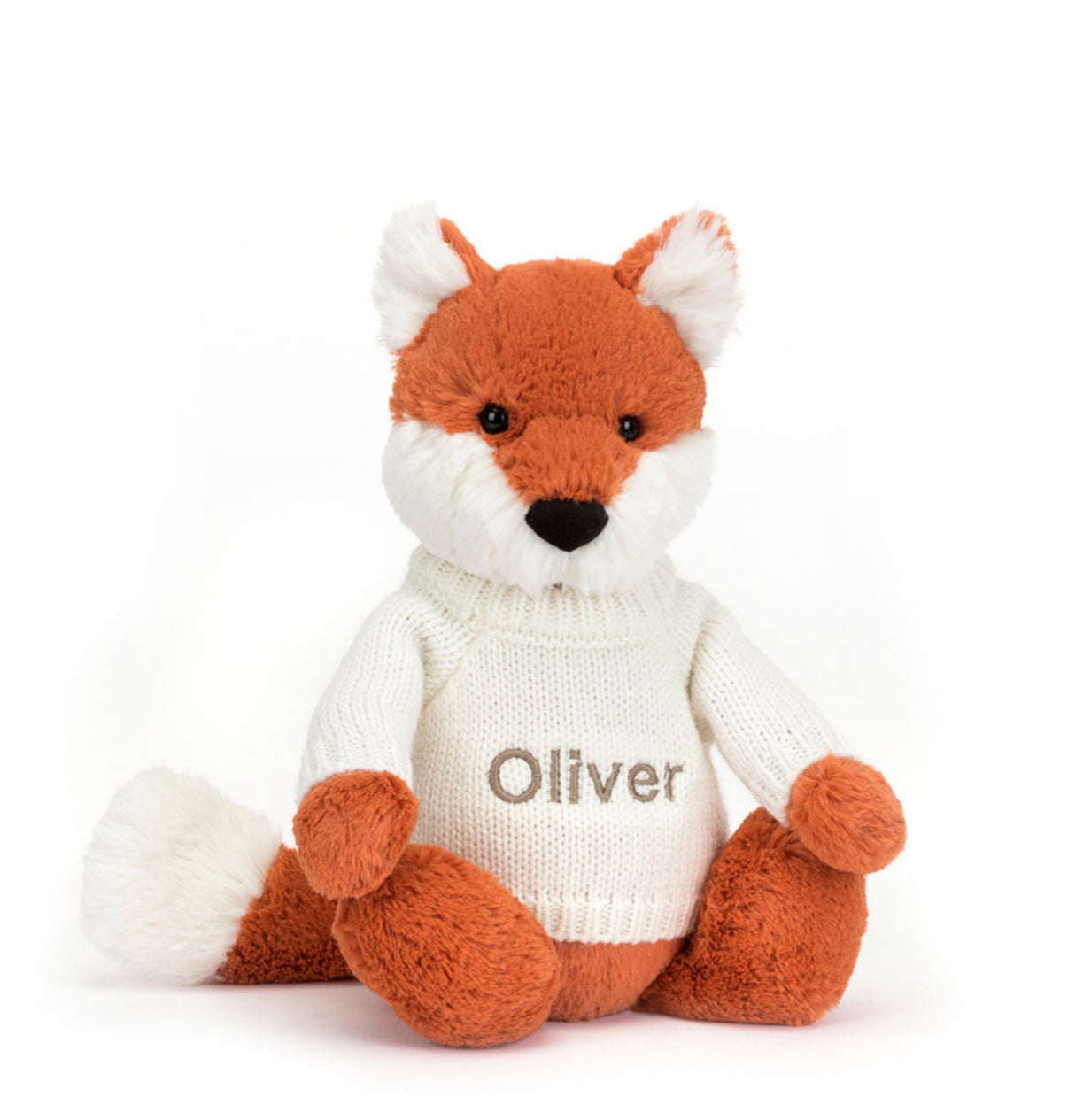 Jellycat Bashful Fox Cub With Personalised Cream Jumper