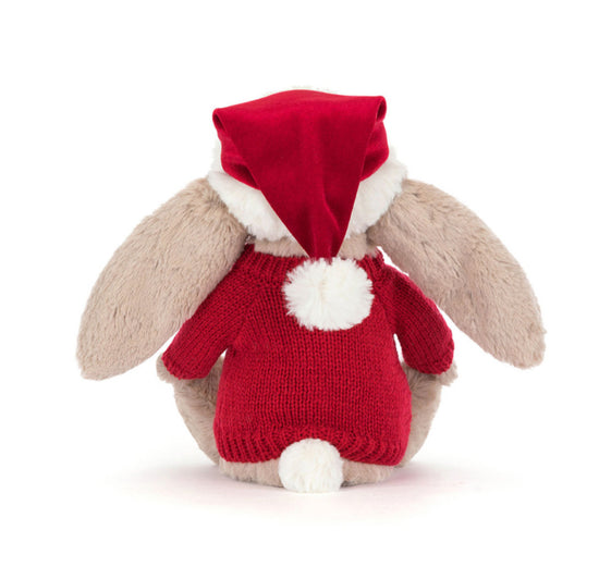 Jellycat Bashful Christmas Bunny With Personalised Red Jumper