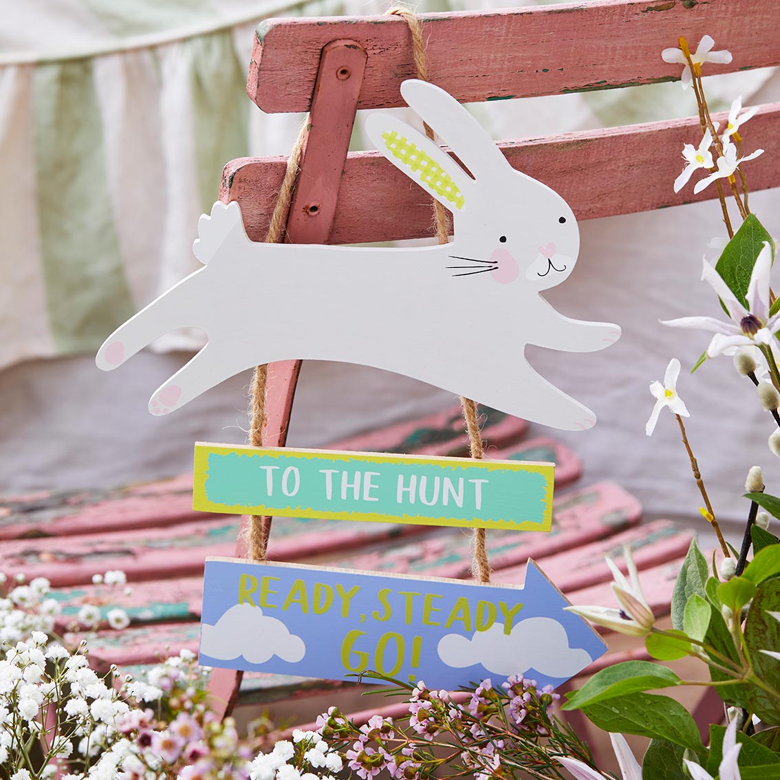 Talking Tables Spring Bunny Easter Egg Hunt Personalised Wooden Sign