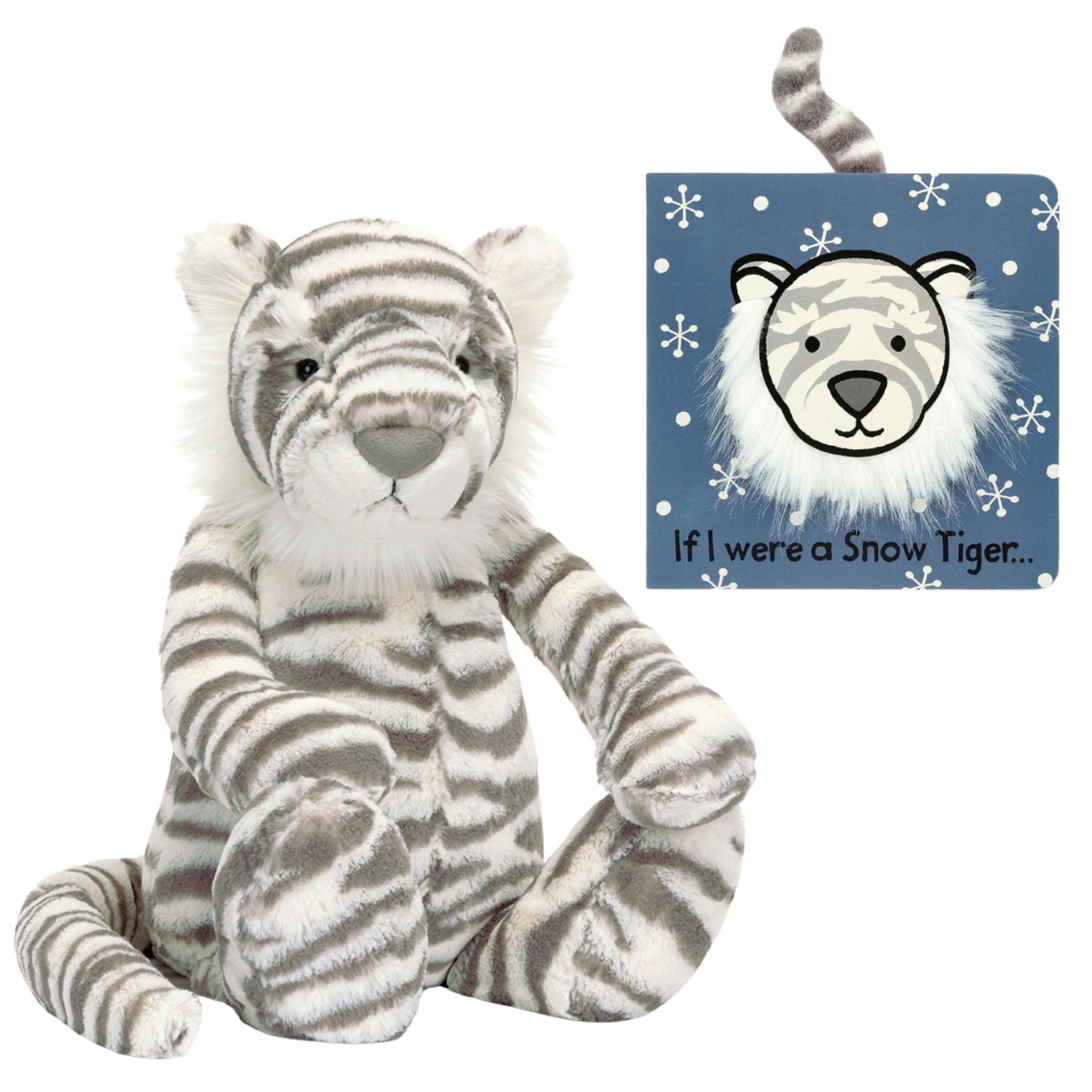 Jellycat Bashful Snow Tiger & f I Were A Snow Tiger Board Book