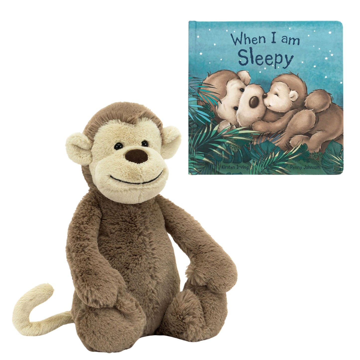 Jellycat Bashful Monkey and When I Am Sleepy Book