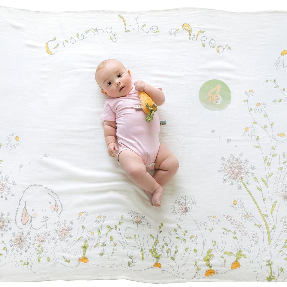 GROWING LIKE A WEED MILESTONE SWADLE BLANKET