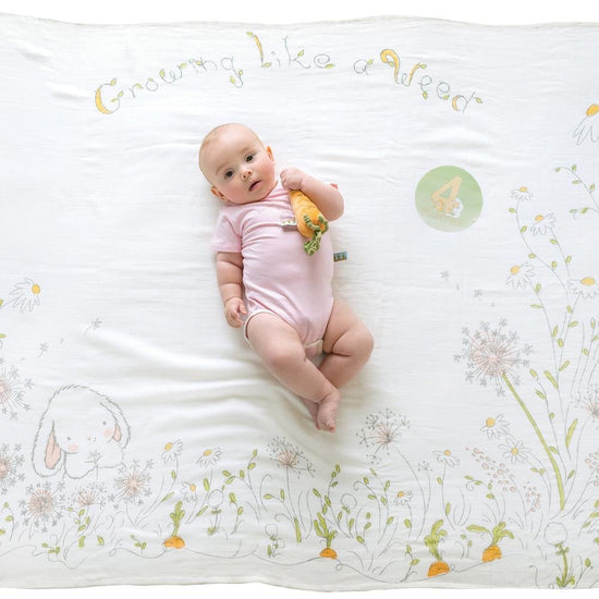 GROWING LIKE A WEED MILESTONE SWADLE BLANKET