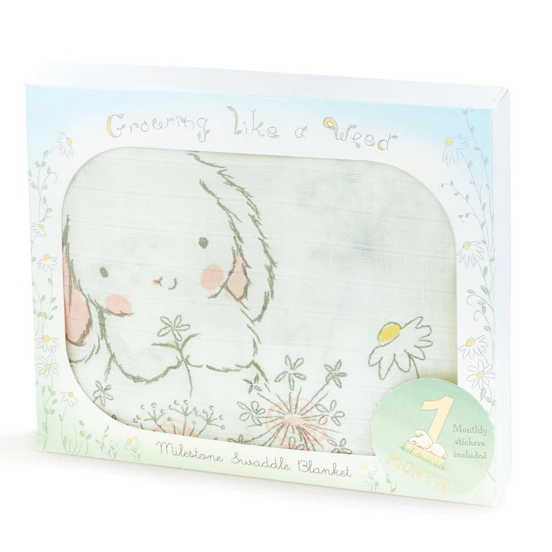 GROWING LIKE A WEED MILESTONE SWADLE BLANKET